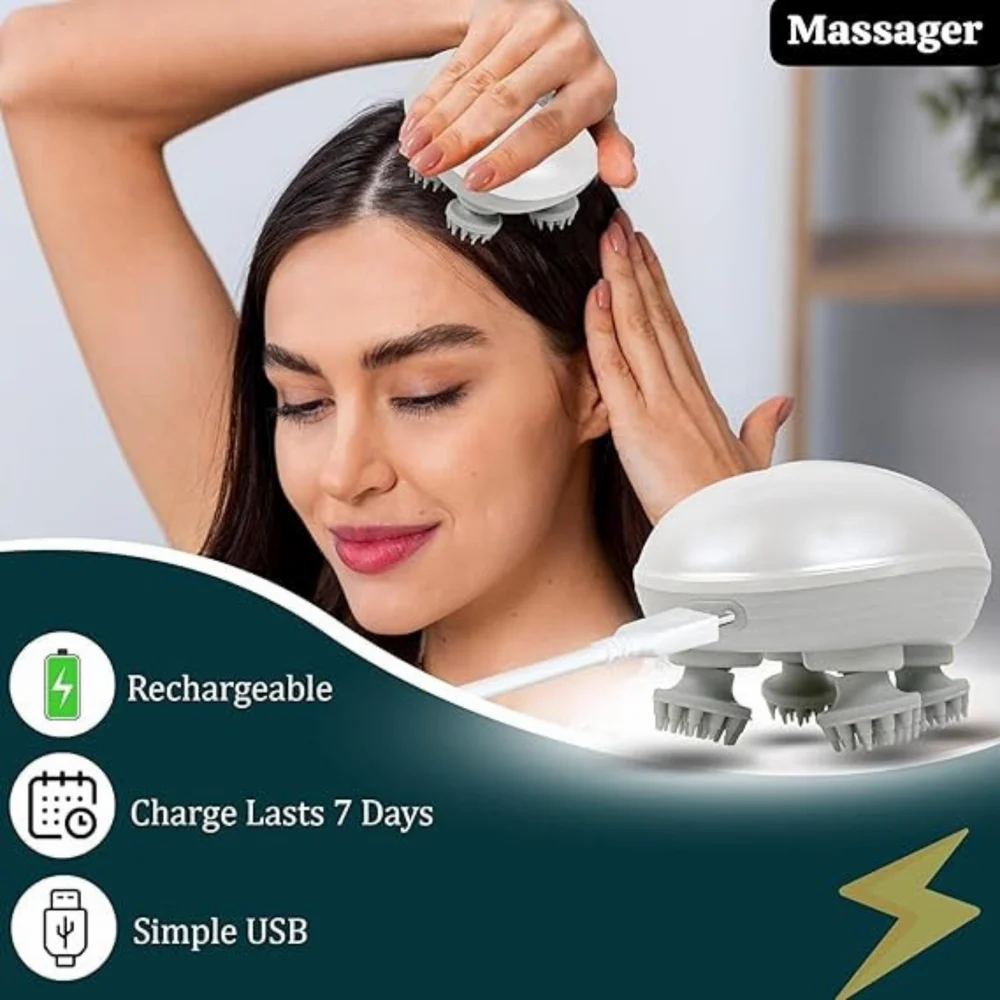 Zovilstore Electric Head,Scalp Massager | Rechargeable Head Kneading Massage Machine 3 Speed Mode Handheld.Portable,Scalp Scratcher Body Massager for Hair Growth Massager  (Multicolor)