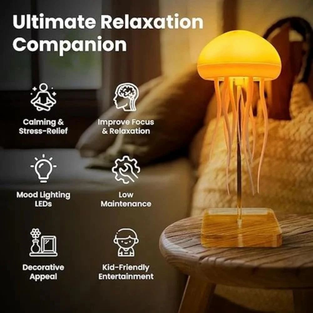 Calldrishe Jellyfish Light with Realistic Floating Effect Colorful LED Jellyfish Tank Light Table Lamp