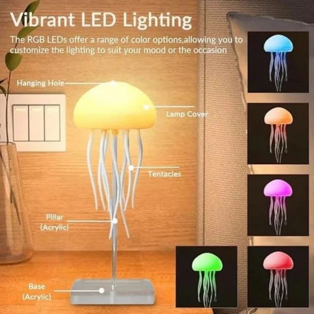 Calldrishe Jellyfish Light with Realistic Floating Effect Colorful LED Jellyfish Tank Light Table Lamp