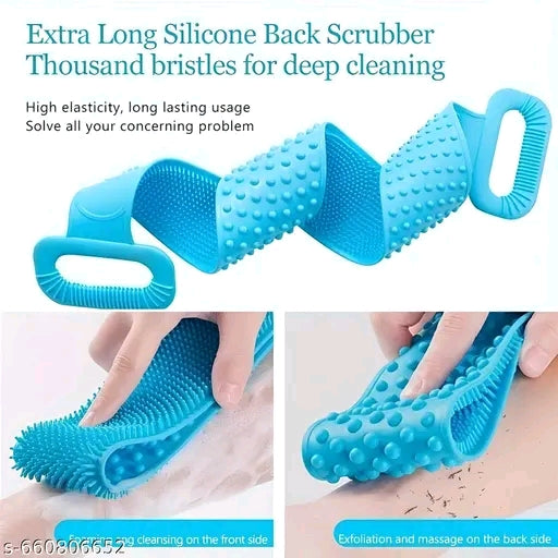 Silicon Body Scrubber Belt with handle for Easy Bath and Body Cleaning